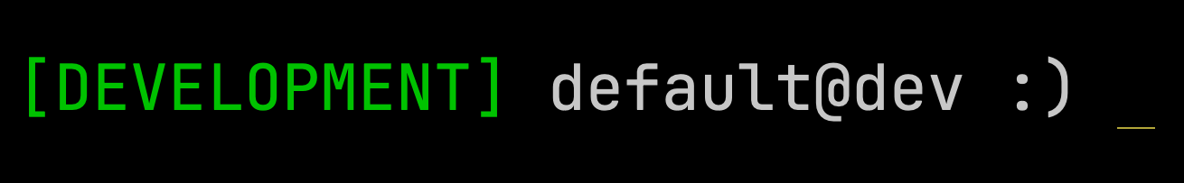 ClickHouse client prompt with development connection